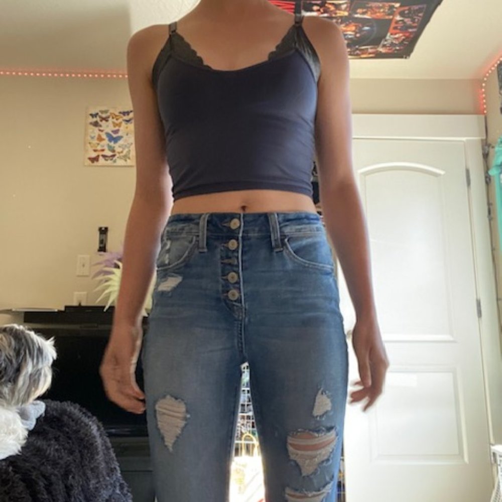 High-rise Button fly skinny Jeans